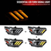 2015-2017 Ford Mustang HID/Xenon Switchback Sequential LED Turn Signal Projector Headlights (Matte Black Housing/Clear Lens)