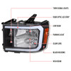 2007-2013 GMC Sierra 1500/2500/3500 LED Bar Factory Style Headlights (Matte Black Housing/Clear Lens)