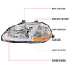 1996-1998 Honda Civic Coupe/Sedan LED Bar Factory Style Headlights (Chrome Housing/Clear Lens)