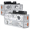 1994-1998 Chevrolet C/K 1500 2500/Tahoe Dual Halo Projector Headlights With Bumper and Corner Signal Lights (Chrome Housing/Clear Lens)
