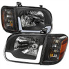 2005-2006 Toyota Tundra/2005-2007 Sequoia LED Bar Factory Style Headlights w/Corner Lamps and Amber Reflector (Matte Black Housing/Clear Lens)