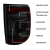 2009-2018 Dodge RAM 1500/2019-2022 RAM 1500 Classic/2010-2018 RAM 2500 3500 Red LED Bar Tail Lights (Matte Black Housing/Smoked Lens)