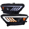 2015-2017 Ford Mustang HID-Type  LED Sequential Turn Signal Projector Headlights (Glossy Black Housing/Smoke Lens)