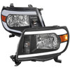 2005-2011 Toyota Tacoma LED Bar Factory Style Headlights (Matte Black Housing/Clear Lens)