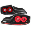 2003-2007 Infiniti G35 Coupe Red LED Halo Sequential Signal Tail Lights (Matte Black Housing/Clear Lens)