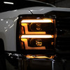 2015-2019 Chevrolet Silverado 2500HD/3500HD Switchback Sequential LED Turn Signal Projector Headlights (Glossy Black Housing/Clear Lens)