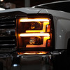 2015-2019 Chevrolet Silverado 2500HD/3500HD Switchback Sequential LED Turn Signal Projector Headlights (Matte Black Housing/Clear Lens)