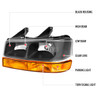 2003-2023 Chevrolet Express/GMC Savana Factory Style Headlights w/ Amber Lens Bumper Lamp (Black Housing/Clear Lens)