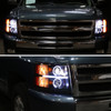 2007-2013 Chevrolet Silverado 1500 2500 3500 LED Strip Dual Halo Projector Headlights (Matte Black Housing/Smoked Lens)