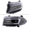 2015-2023 Dodge Charger LED Strip Projector Headlights w/ LED Sequential Turn Signal (Jet Black Housing/Clear Lens)