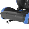 Fully Reclinable Black & Blue PVC Leather White Stitch Bucket Racing Seat w/ Sliders - Passenger Side Only