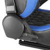 Fully Reclinable Black & Blue PVC Leather White Stitch Bucket Racing Seat w/ Sliders - Passenger Side Only
