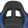 Fully Reclinable Black & Blue PVC Leather Bucket Racing Seat w/ Sliders - Driver Side Only