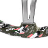 350mm Green Skull & Rose Style 2" Deep Dish 3-Spoke Wooden Steering Wheel (Chrome)