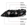 2003-2005 Mazda 6 Factory Style Projector Headlights (Matte Black Housing/Clear Lens)