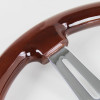 340mm Chrome 3-Spoke 1.75" Deep Dish Classic Wooden Steering Wheel