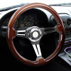 340mm Chrome 3-Spoke 1.75" Deep Dish Classic Wooden Steering Wheel