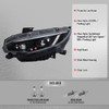 2016-2021 Honda Civic Projector Headlights w/ Switchback LED Sequential Turn Signals DRL Parking Light Strip (Jet Black Housing  / Clear Lens)