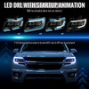 2015-2022 Chevrolet Colorado Factory Style Headlights with Sequential Switchback LED Bar Turn Signal (Matte Black Housing / Smoked Lens)