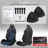 Universal Fully Reclinable Black Suede Blue Mesh Bucket Racing Seat w/ Sliders - Single Seat