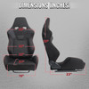 Universal Fully Reclinable Black Suede Red Stitch Bucket Racing Seat w/ Sliders - Single Seat