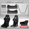 Universal Fixed-Back Black Suede Silver Stitch Bucket Racing Seat w/ Sliders - Single Seat