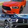 2011-2014 Dodge Charger HID Projector Headlights w/ LED DRL Light Strip Sequential Turn Signal and Side Marker  (Black Housing / Clear Lens)