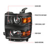 2014-2015 Chevrolet Silverado 1500 Projector Headlights (Matte Black Housing/Clear Lens)
