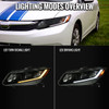 2012-2013 Honda Civic Coupe / 2012-2015 Civic Sedan Switchback LED Bar Projector Headlights (Matte Black Housing / Smoked Lens)