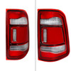 2019-2024 Dodge RAM 1500 LED Tail Lights for Models without Blind Spot Monitoring (Chrome Housing / Red Clear Lens)