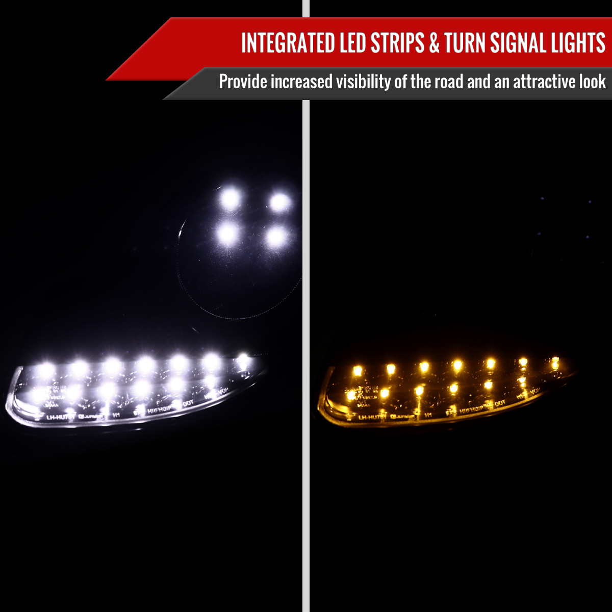 2 Porsche Boxster 986 headlights - 911 996 LED flashing - 96-04 - Matte Black