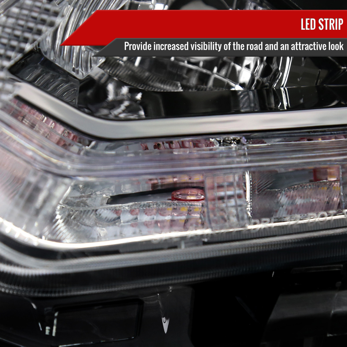 For 14-16 Nissan Rogue Black Clear Led Drl Headlights La Aac Indicado En Descripción