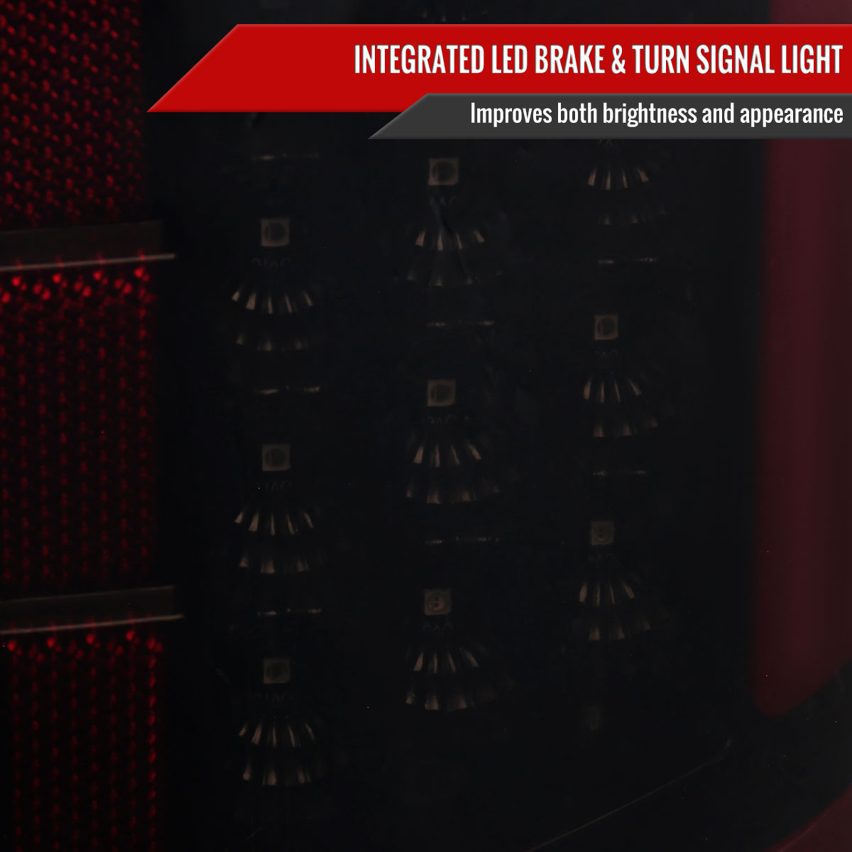 DNA Motoring Black Smoked LED Tail Lights For 2009-2014 Ford F-150 – Dual Red Bar, Left & Right Set