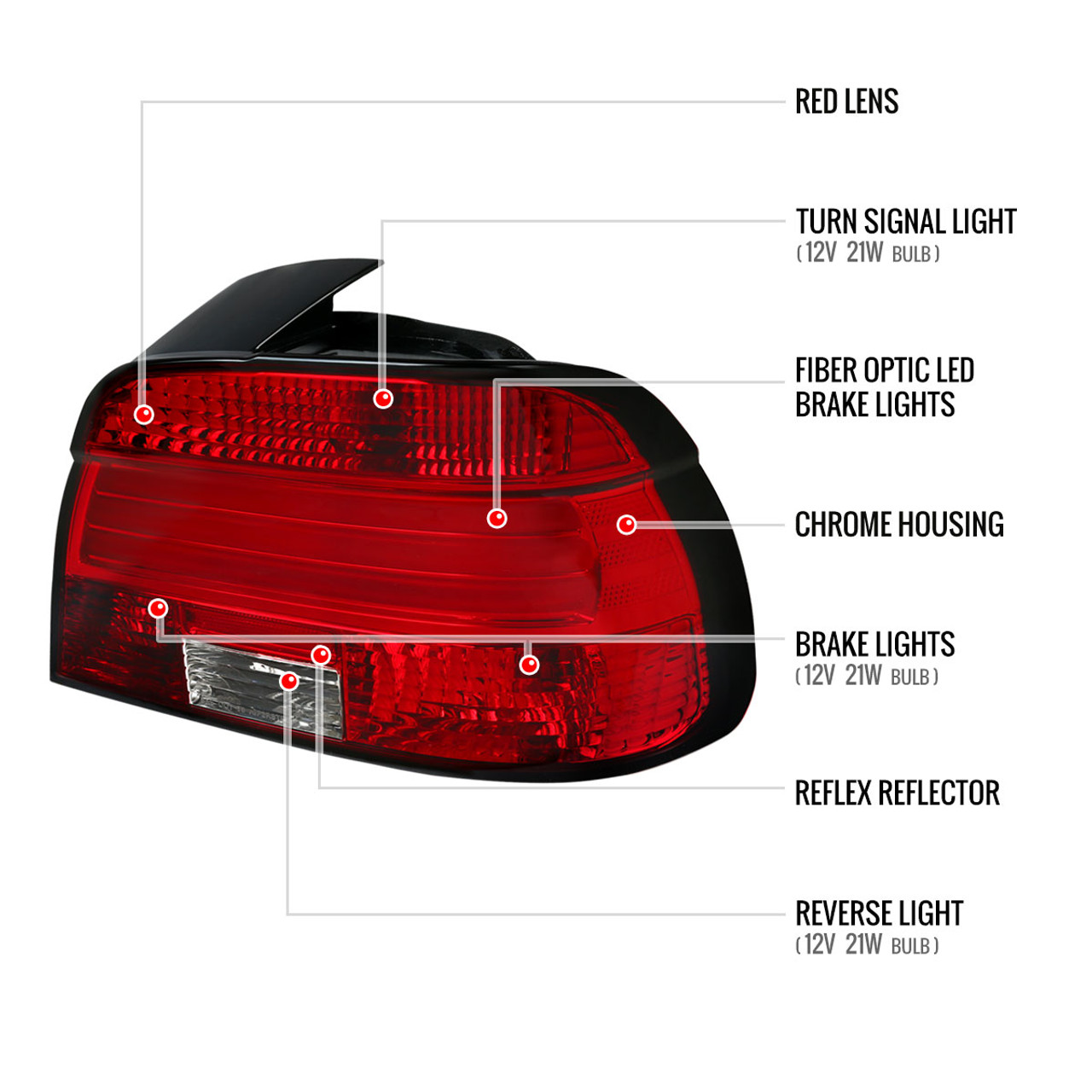 2001-2003 BMW E39 5 Series Sedan LED Tail Lights (Chrome Housing