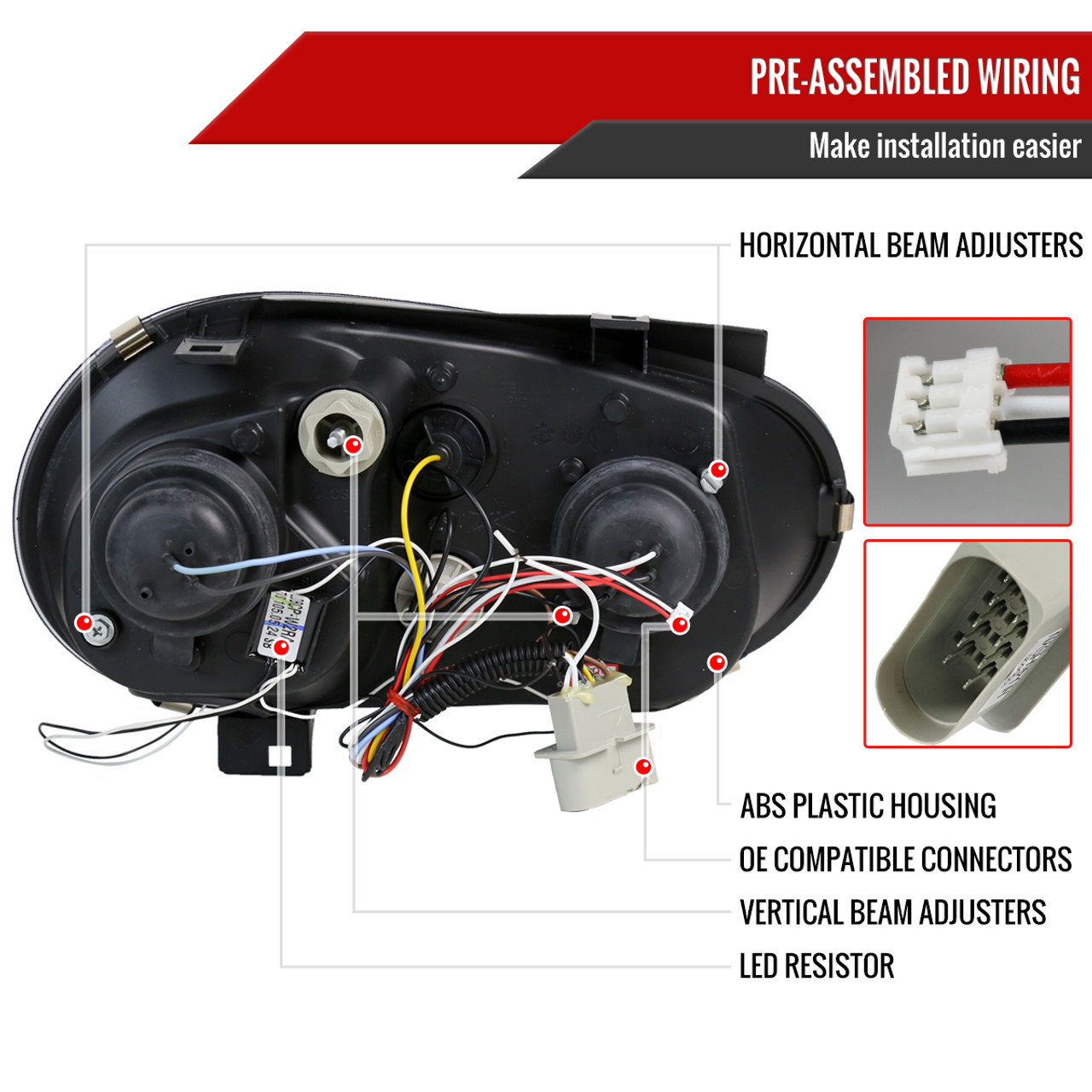 1999-2006 Volkswagen Golf Mk4 GTI/R32 Cabrio Dual Halo Projector