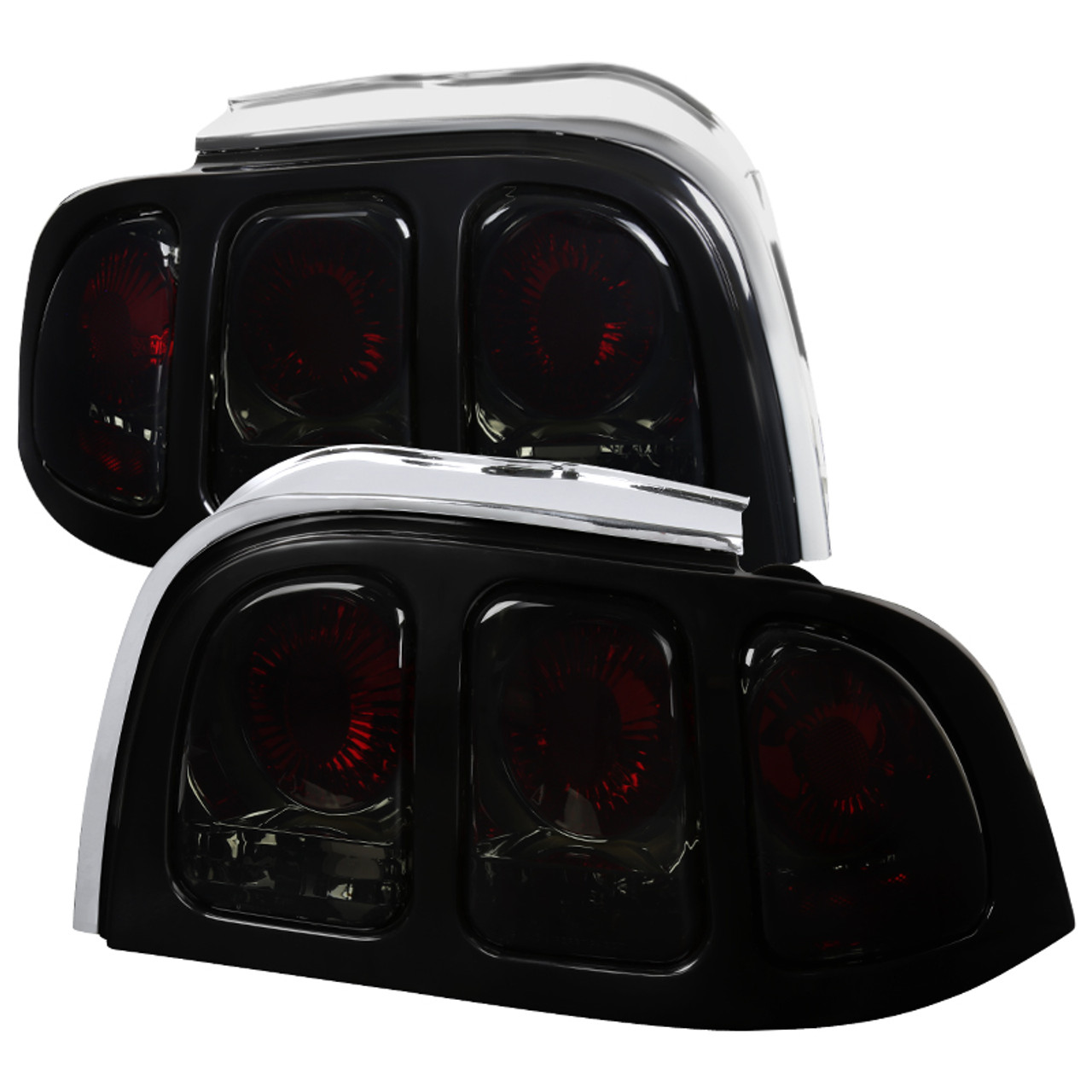 1994-1998 Ford Mustang Tail Lights (Chrome Housing/Smoke Lens