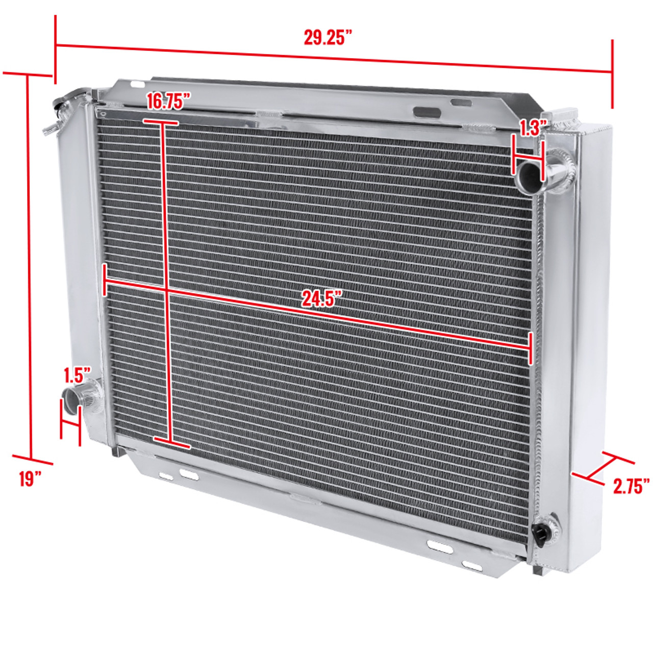 1979-1993 Ford Mustang Aluminum 3-Row Performance Radiator - Spec