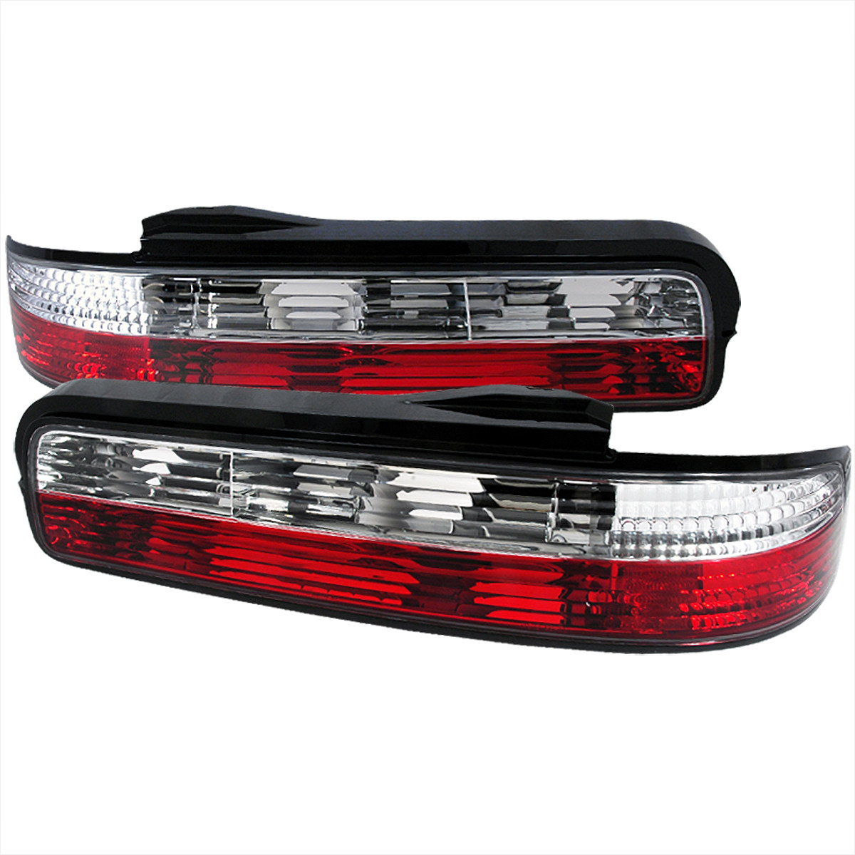 1989-1994 Nissan 240SX S13 Coupe Tail Lights (Chrome Housing/Red