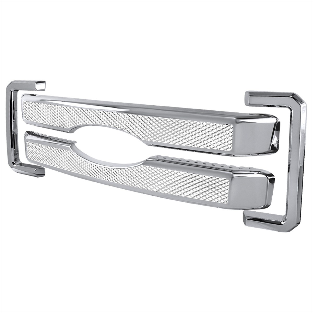 IKON MOTORSPORTS Chrome Platinum Style Grille Set (4PC) For 2017-2019 Ford F250 F350 F450 F550 Super Duty