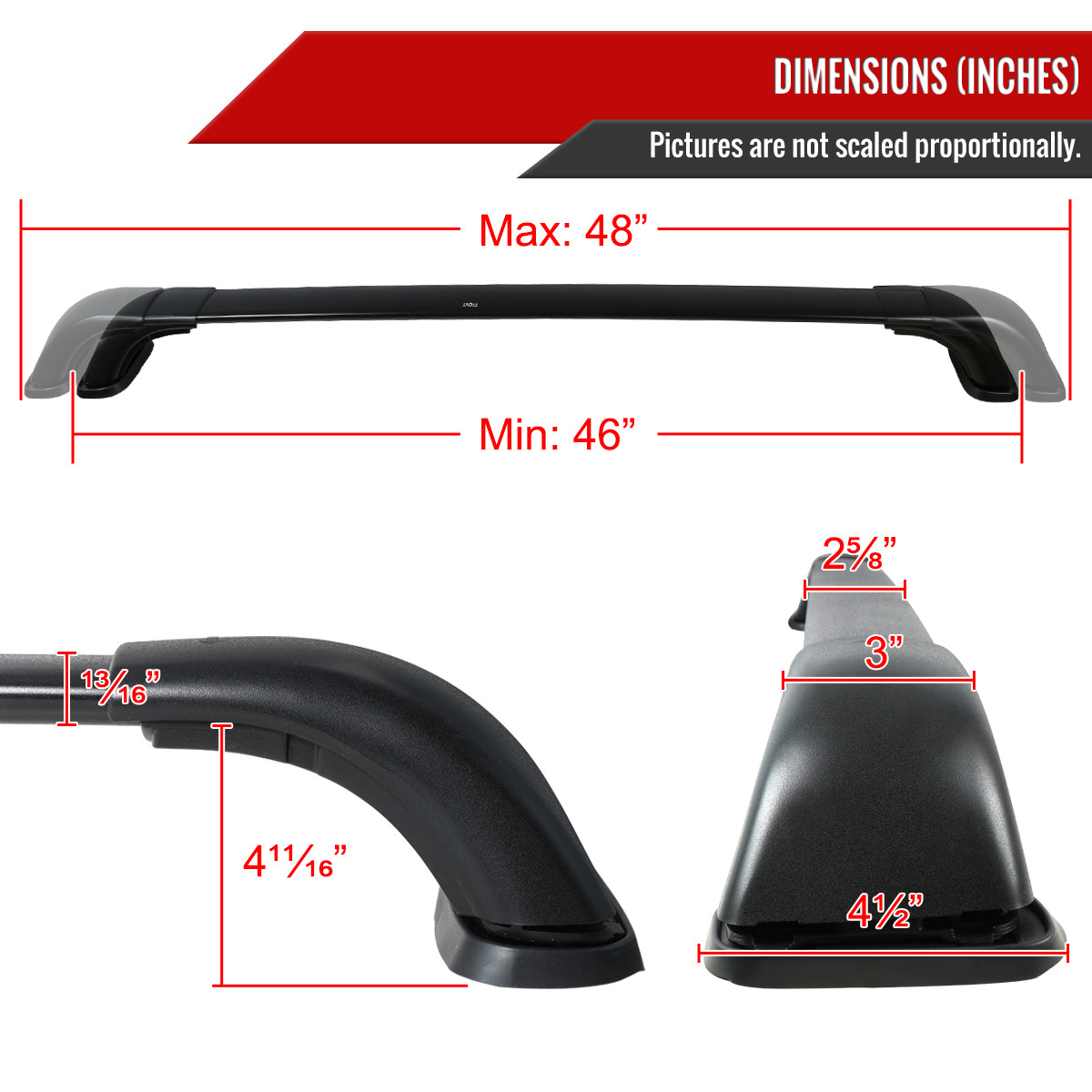 2014-2017 Toyota Highlander LE XLE Black Powder Coated Aluminum