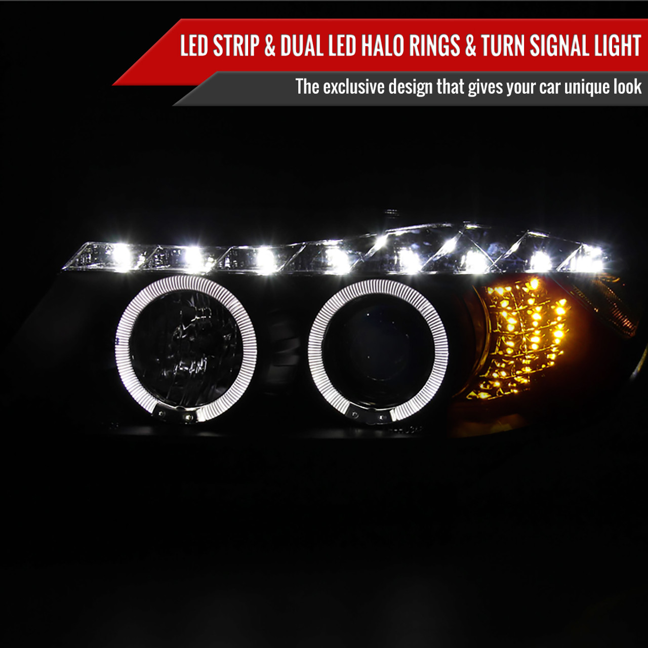 2006-2008 BMW E90 3 Series Sedan Dual Halo Projector Headlights w