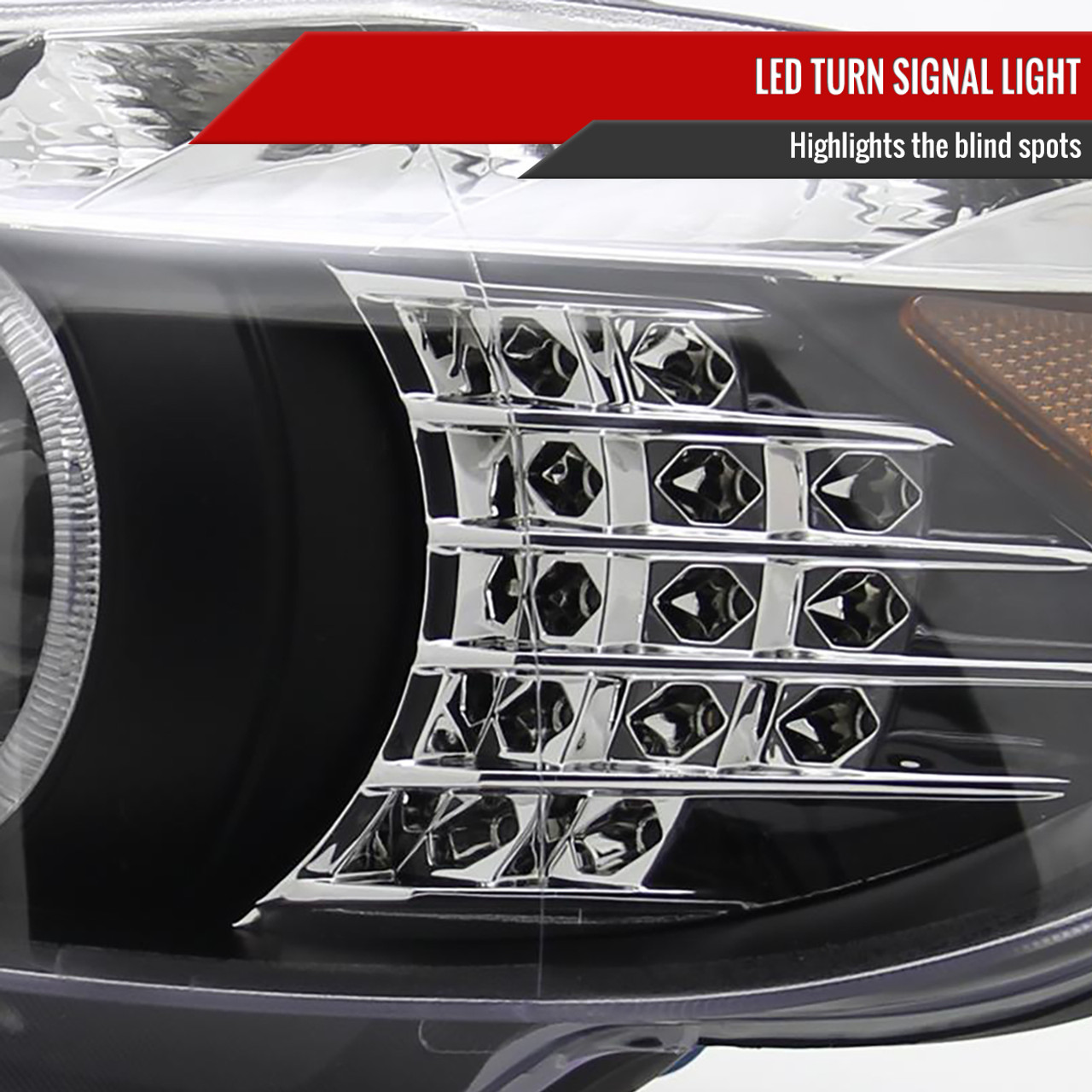 2006-2008 BMW E90 3 Series Sedan Dual Halo Projector Headlights w/ LED  Light Strip & LED Turn Signal Lights (Matte Black Housing/Clear Lens) - Spec -D Tuning