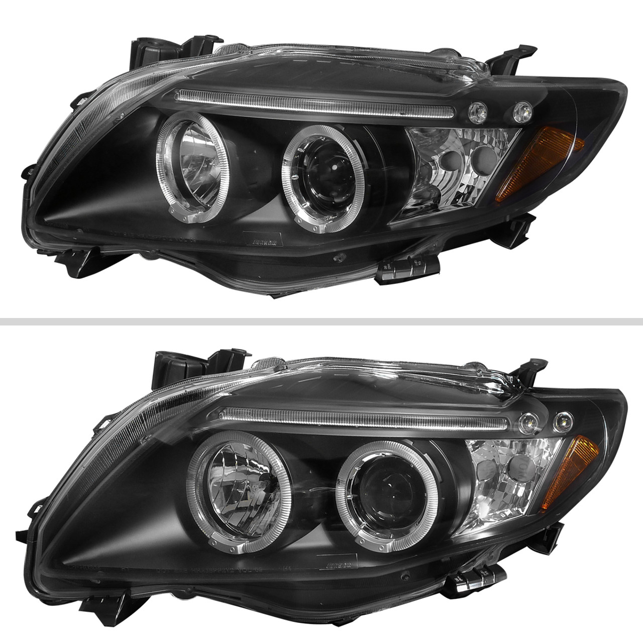 2009-2010 Toyota Corolla Dual Halo Projector Headlights (Matte