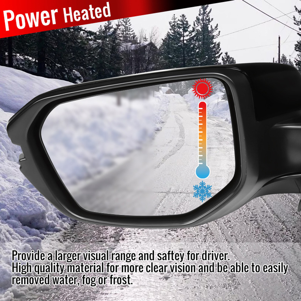 Right Passenger Side Power Mirror - Paint to Match - with Heated Glass and  Turn Signal - without Lane Change Assist - Compatible with 2016 - 2018