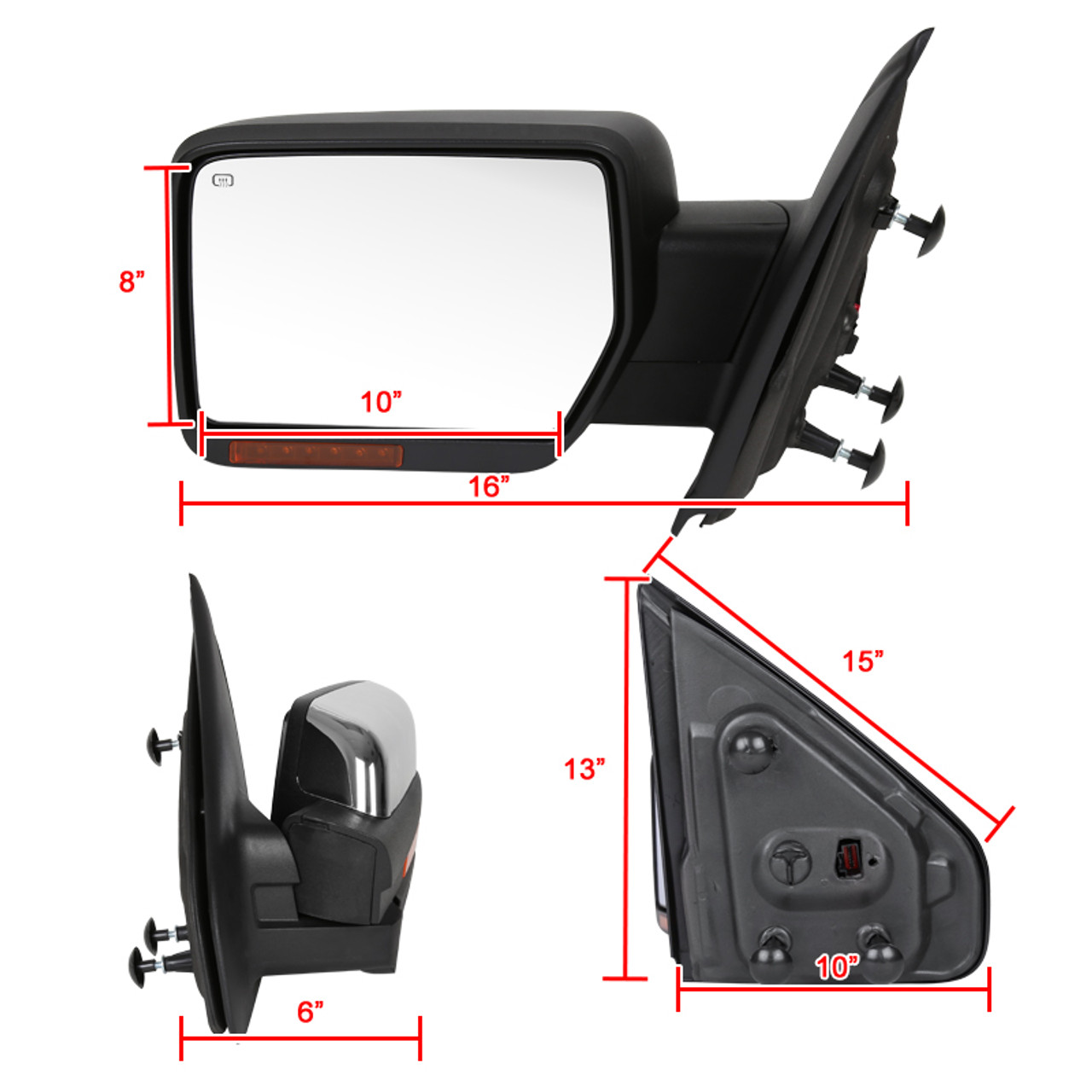 2007-2014 Ford F-150 Chrome Power Adjustable & Heated Side Mirror