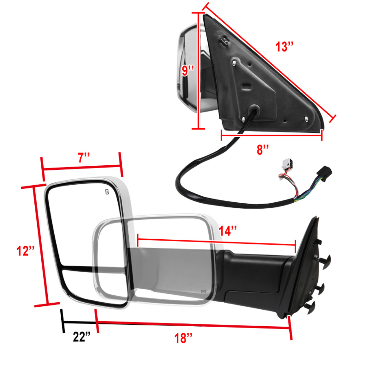 2009-2012 Dodge RAM 1500 Power Adjustable, Foldable, Heated