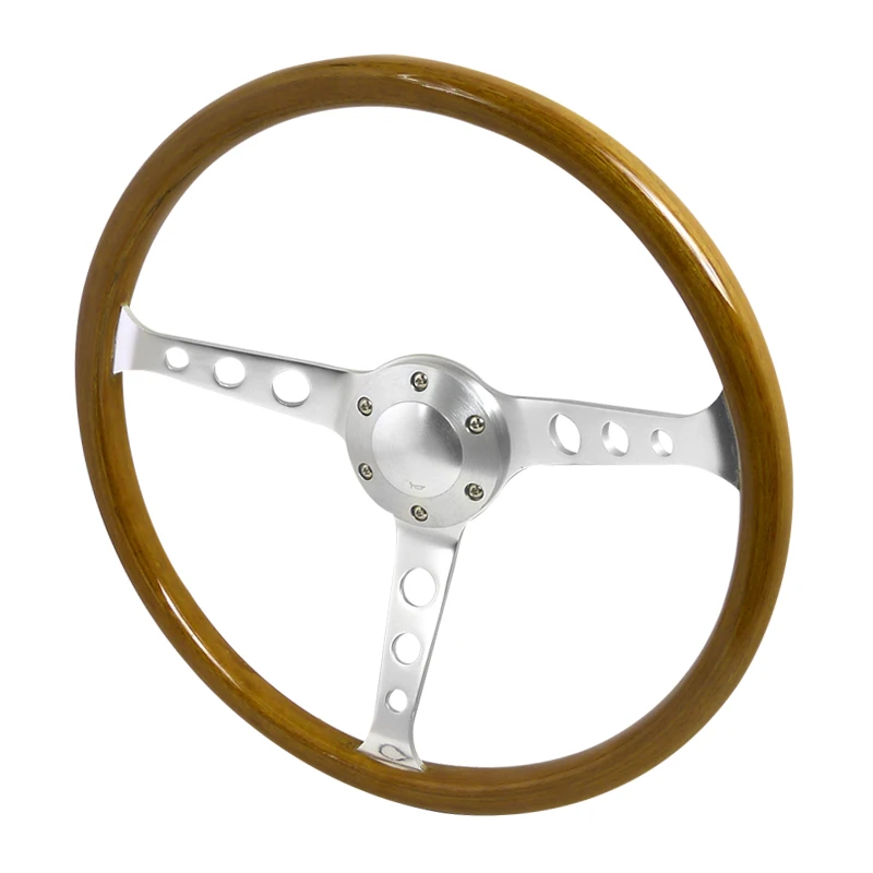 14 Wood Grain 2Deep Dish Stainless Steel 3-spokes Vintage Style 14 Wood Grain 2Deep Dish Stainless Steel 3-spokes Vintage Style