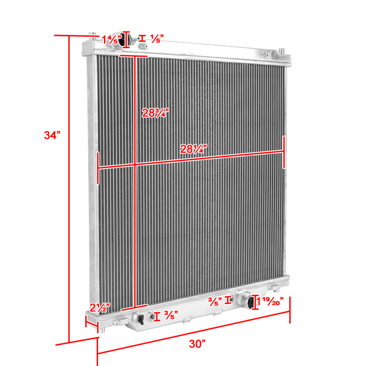 2003-2007 Ford F-250 F-350 F-450 / 2003-2005 Excursion Powerstroke 6.0L  Diesel Aluminum 2-Row Performance Cooling Radiator - Spec-D Tuning