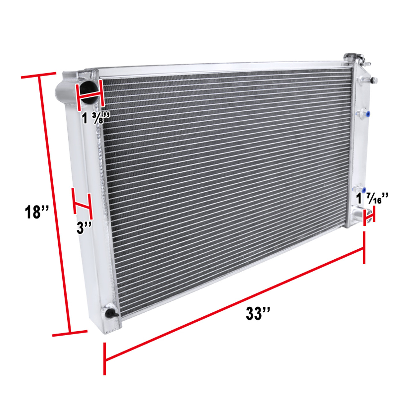 1968-1977 Chevrolet Malibu/Monte Carlo/Impala/Caprice Aluminum 3-Row  Performance Radiator - Spec-D Tuning