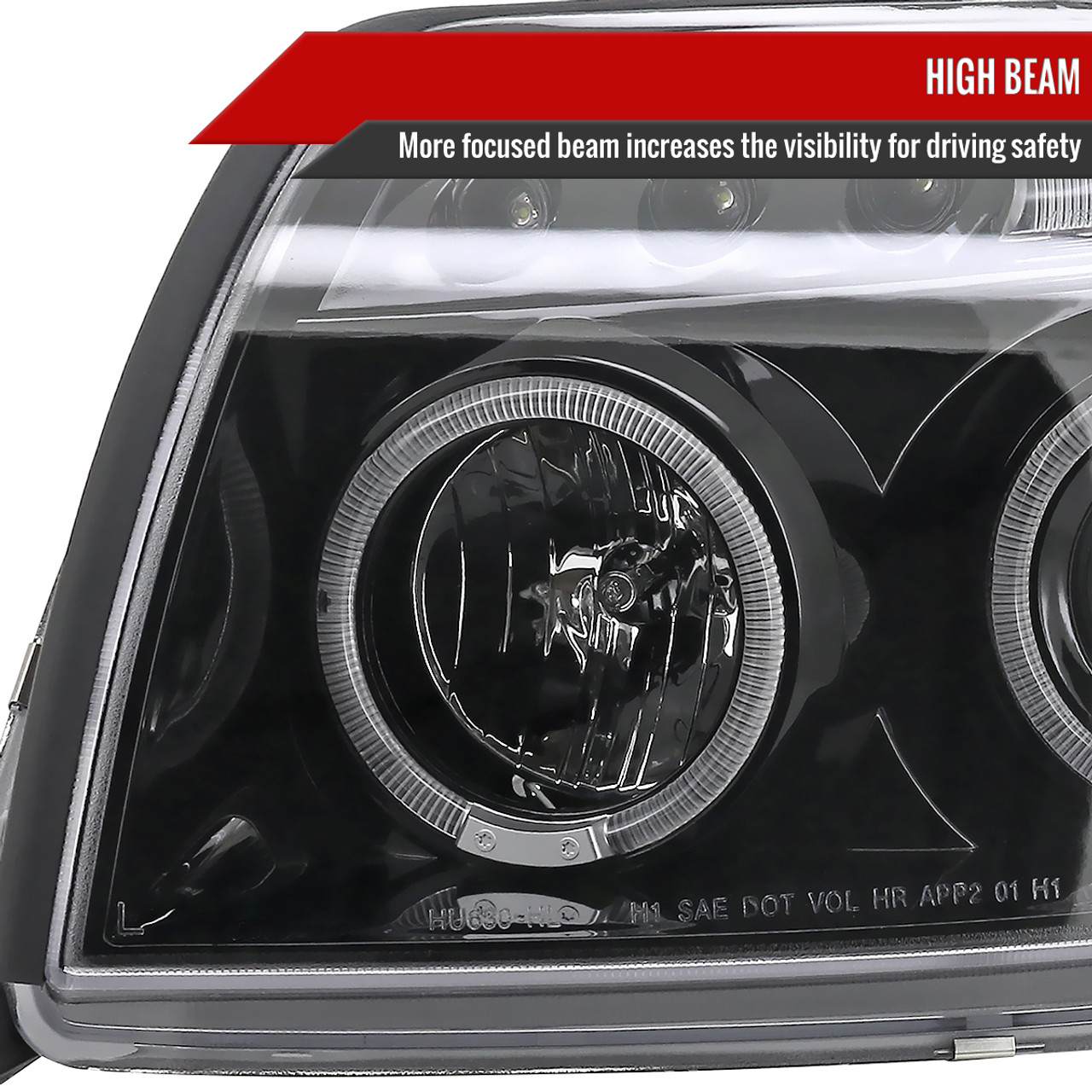 2003-2005 Toyota 4Runner Dual Halo Projector Headlights (Jet Black